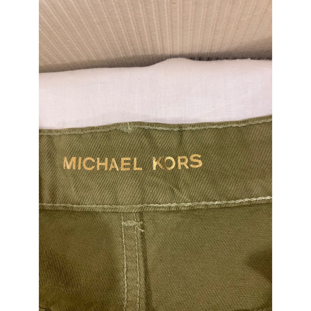 Michael Kors Womens Olive Green Cotton Button Front Midi Pencil Skirt Size 12 - Picture 5 of 9